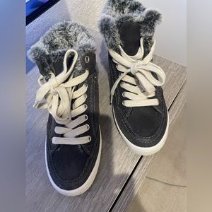 Cozy comfy faux fur lined mid top sneakers